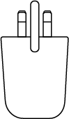 An illustration showing a UK AC Power Adaptor.