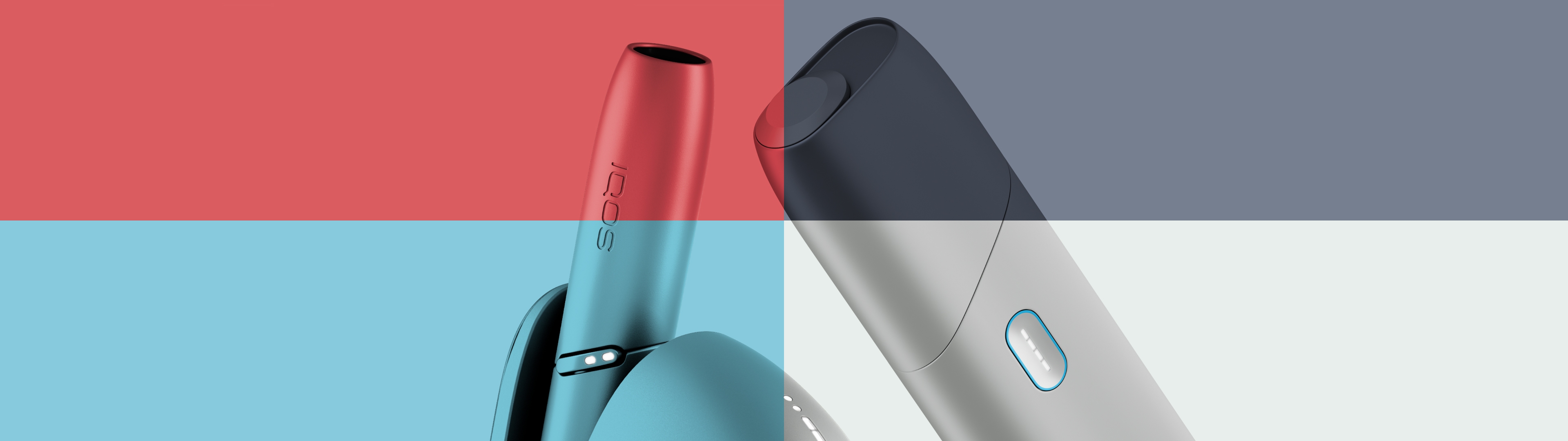 IQOS Originals Duo and IQOS Originals One banner in 4 colors.	 	