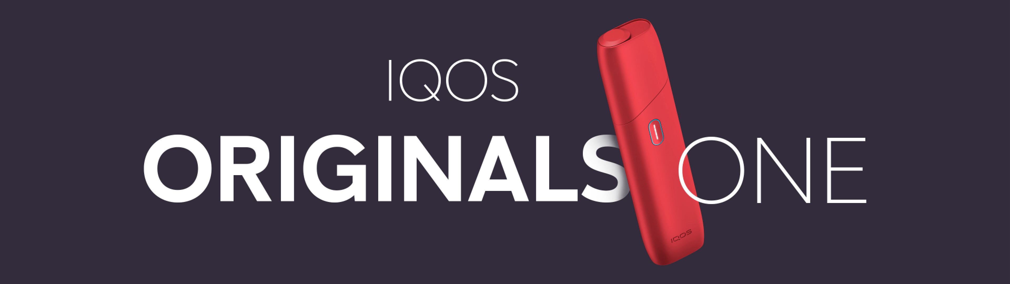 New IQOS Originals One banner and heated tobacco device in red color.