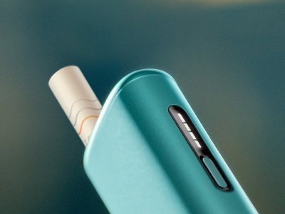 Lights detail of Blue IQOS ILUMA i ONE device