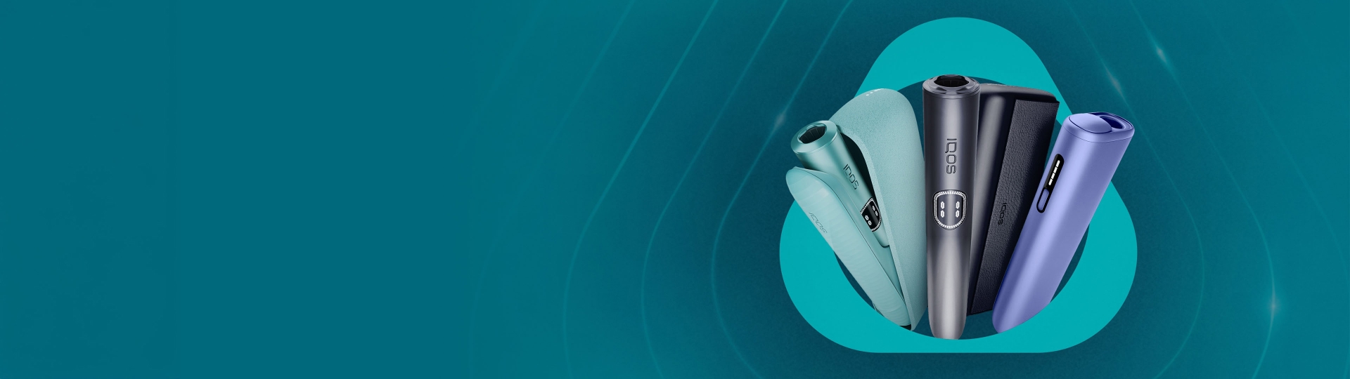 Die IQOS ILUMA i Serie in den Farben Breeze Blue, Midnight Black und Digital Violet.