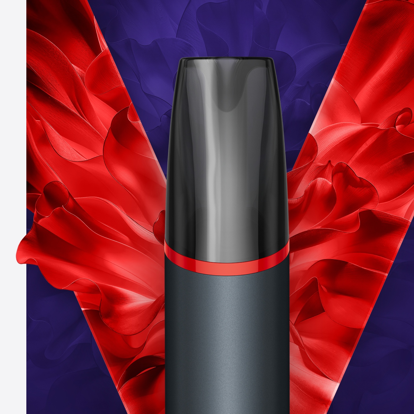 Jednorázová e-cigareta VEEV NOW ULTRA na pozadí s červeným logem V