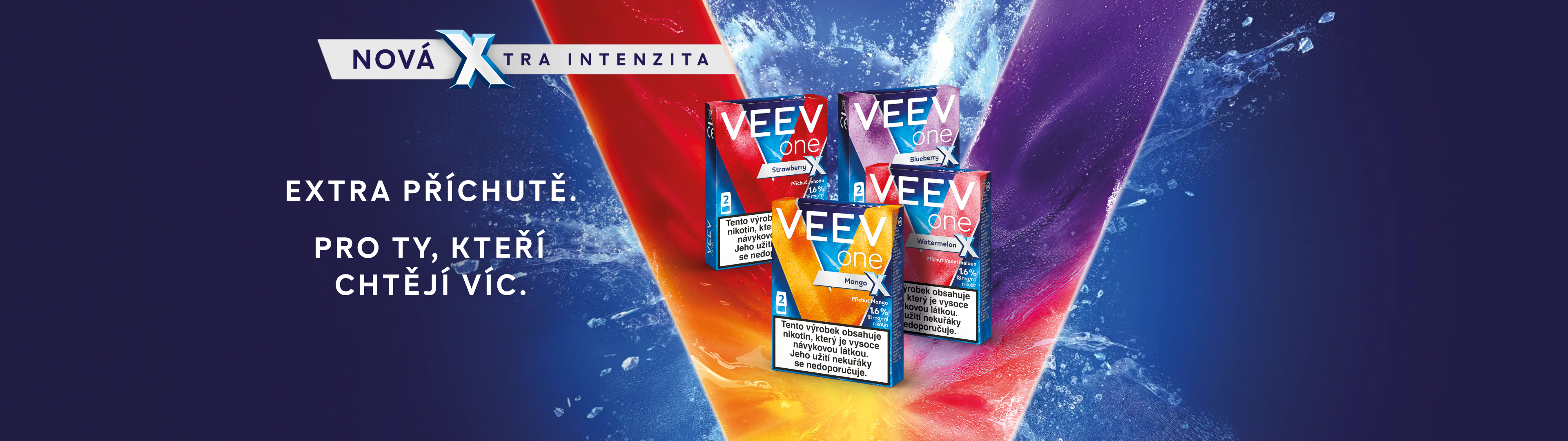 Náplně VEEV ONE v extra intenzivních příchutích, určené pro uživatele, kteří hledají výraznější zážitek.