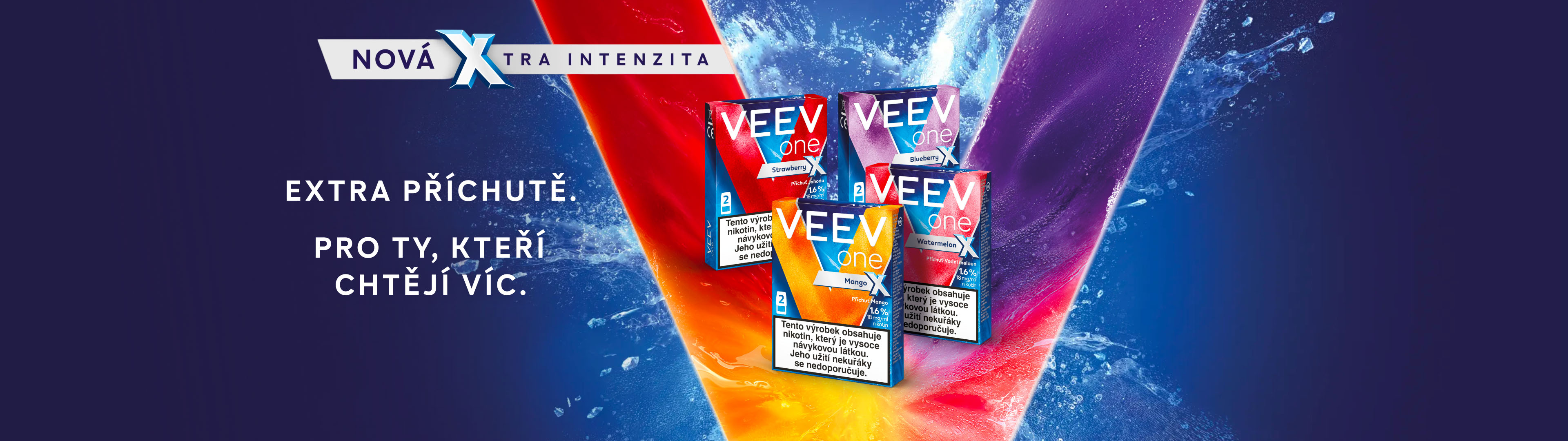 Náplně VEEV ONE v extra intenzivních příchutích, určené pro uživatele, kteří hledají výraznější zážitek.