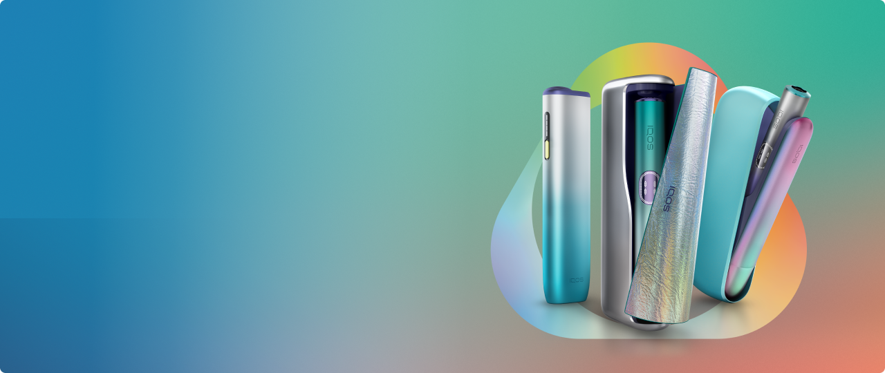 IQOS ILUMA i REMIX Limited Edition vor einem bunten Hintergrund