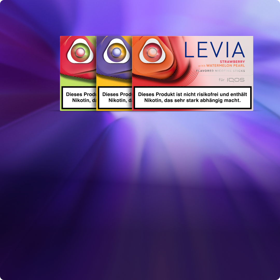 Drei neuen LEVIA Pearls Varianten auf violettem Hintergrund