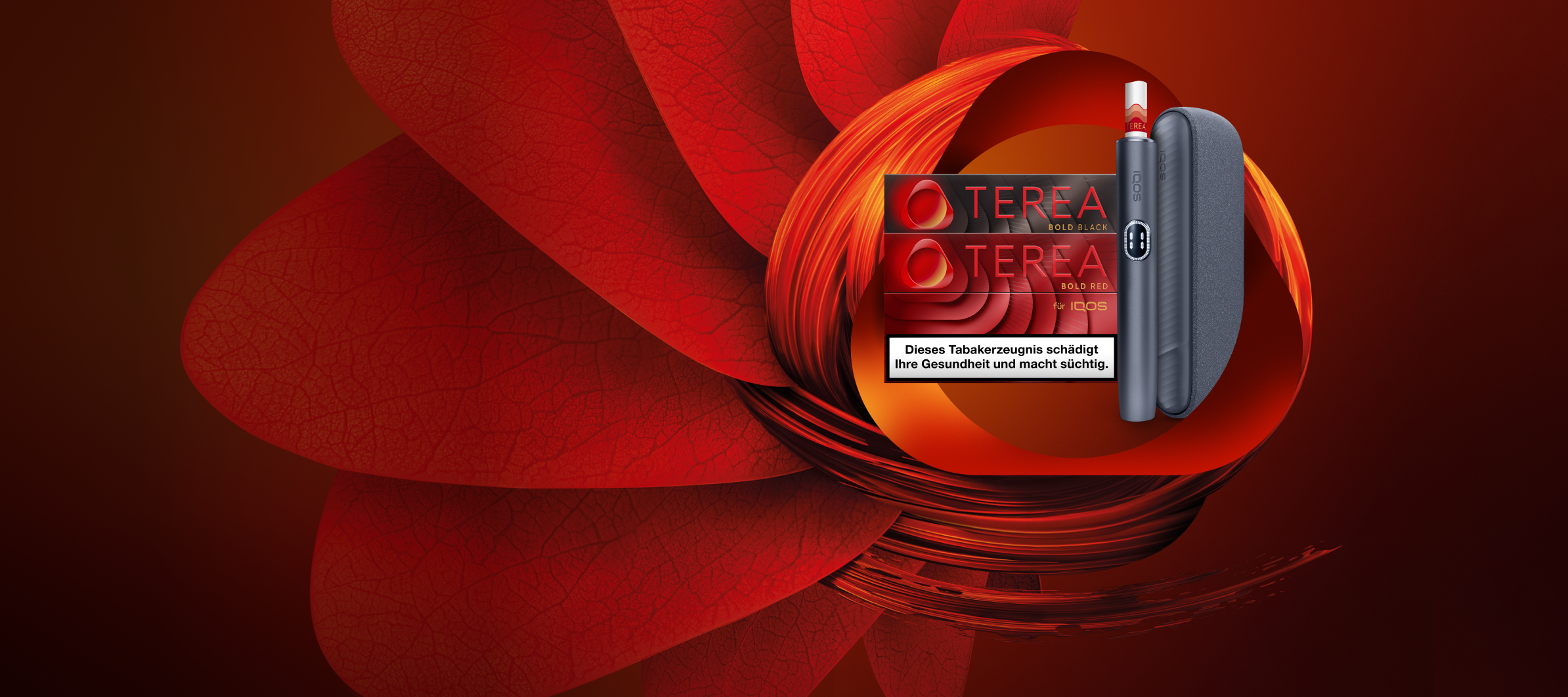 Abstrakter rot-oranger Hintergrund mit floralen Formen