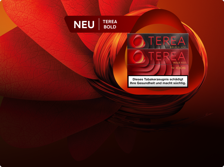 Die neuen TEREA Bold Red und Bold Black vor einem roten Hintergrund