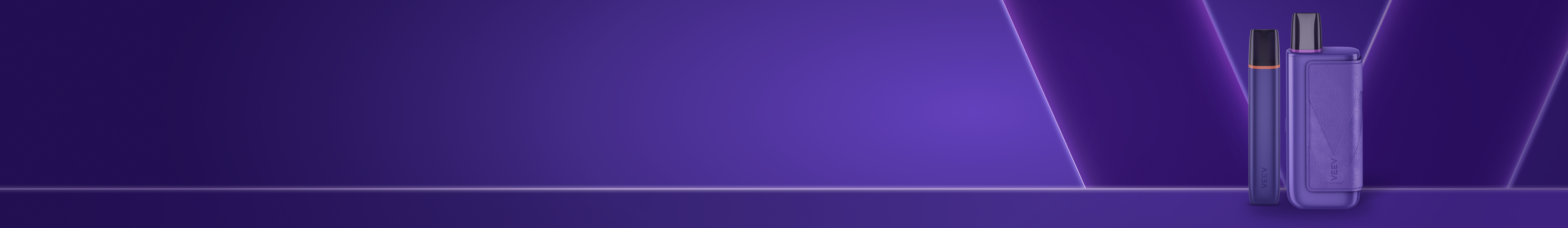 Lilafarbener Hintergrund mit VEEV Logo und einem VEEV One Plus.