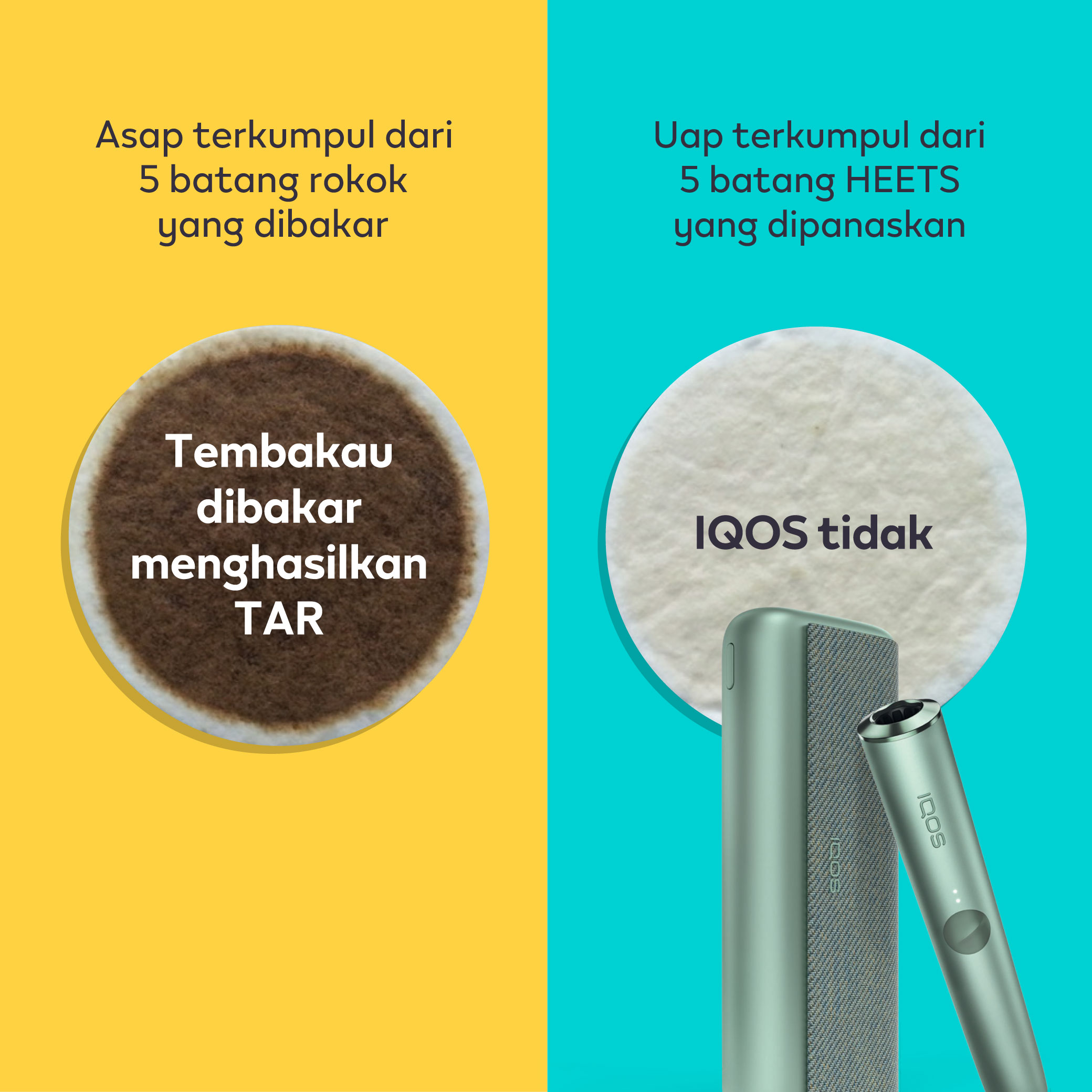 Cigarettes produce tar, IQOS doesn’t