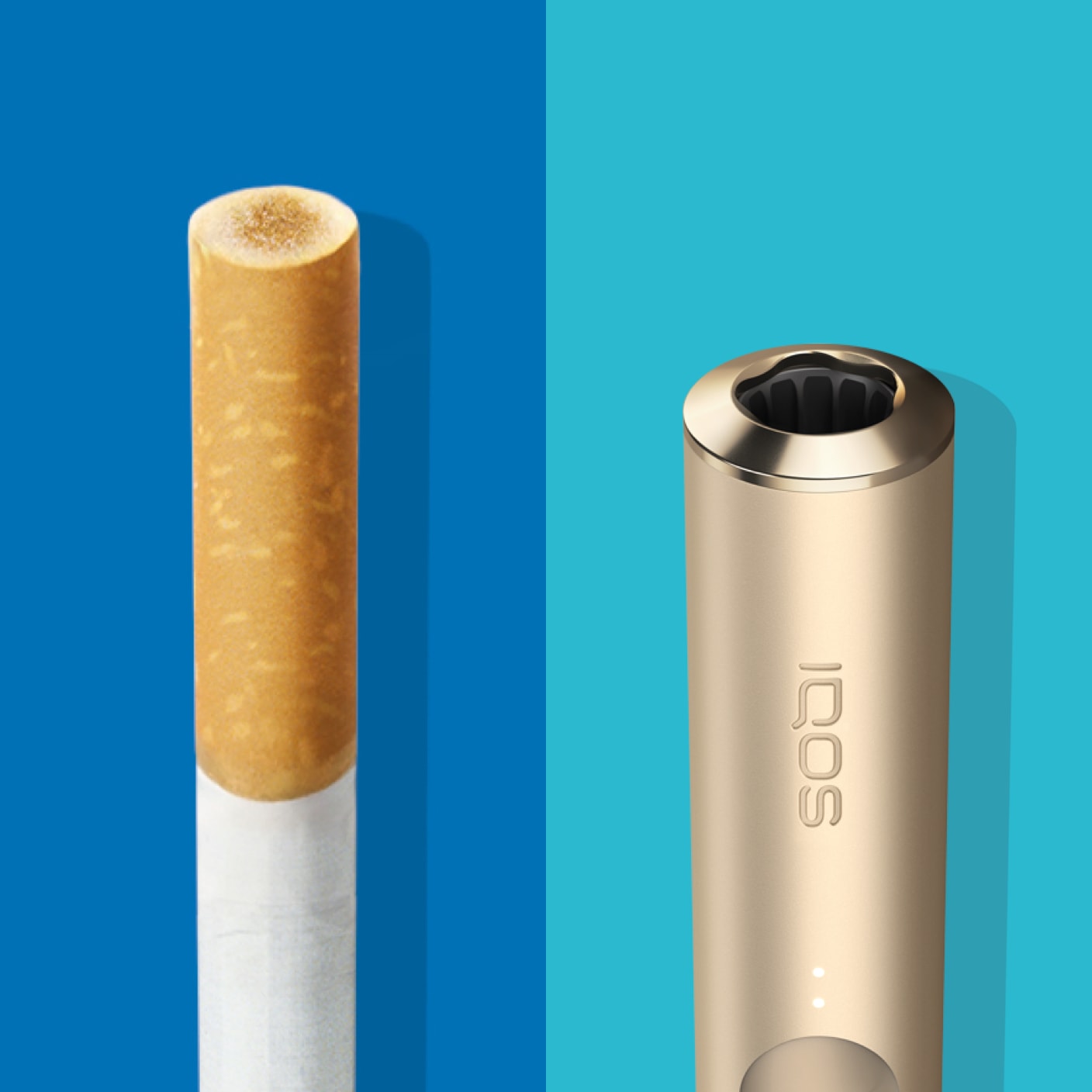 Imagen de cigarro volteado vs holder de ILUMA