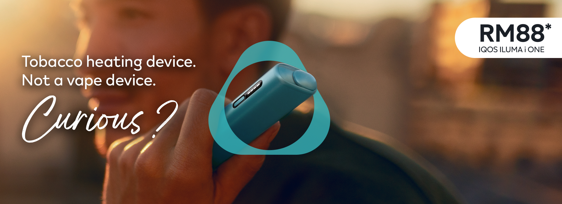 Promotional banner showing two IQOS ILUMA devices with text offering RM88 pricing