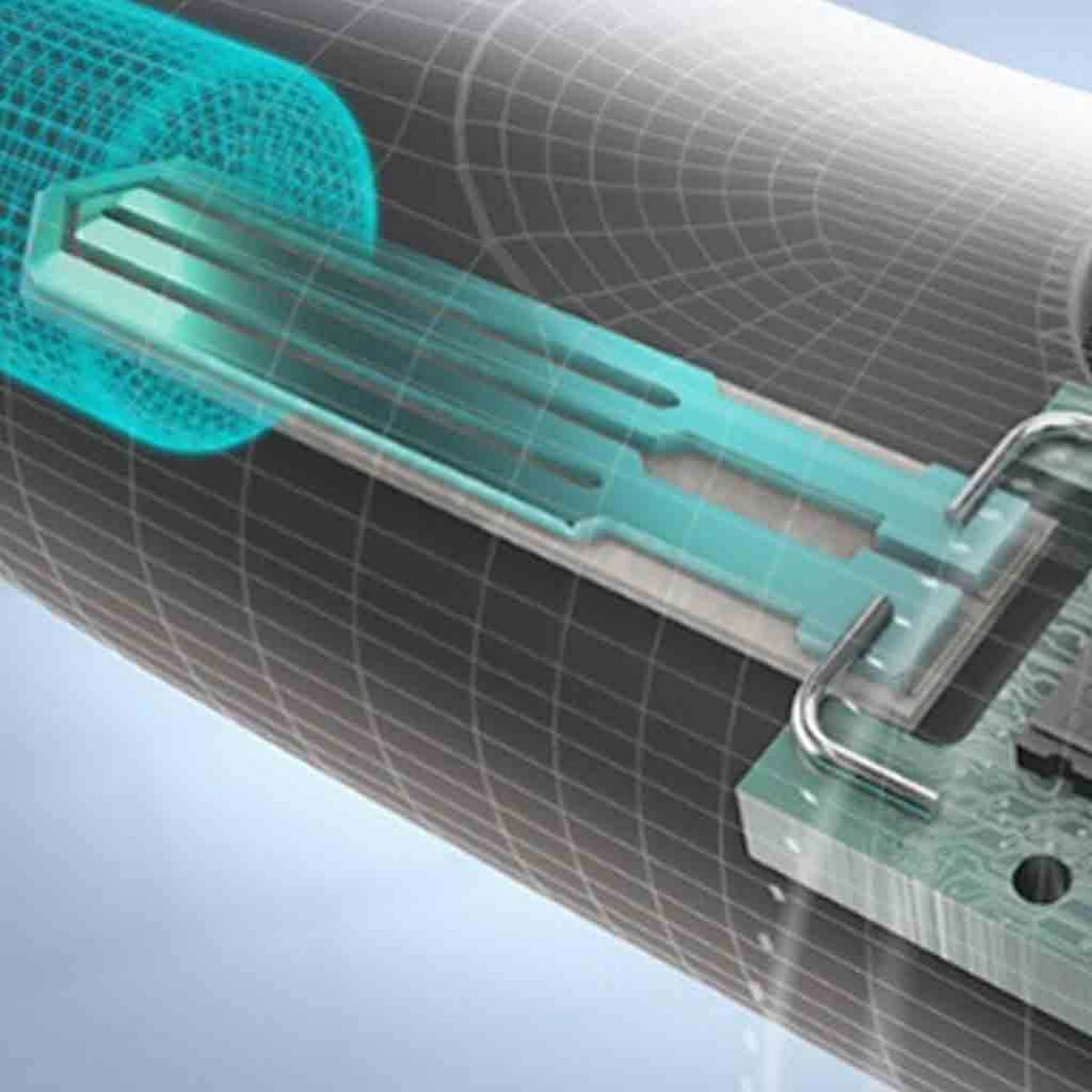 Visual representation of the heating blade inside of a heated tobacco device