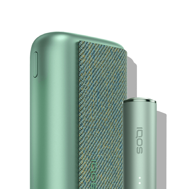 A Jade Green IQOS ILUMA PRIME Pocket Charger and Holder.