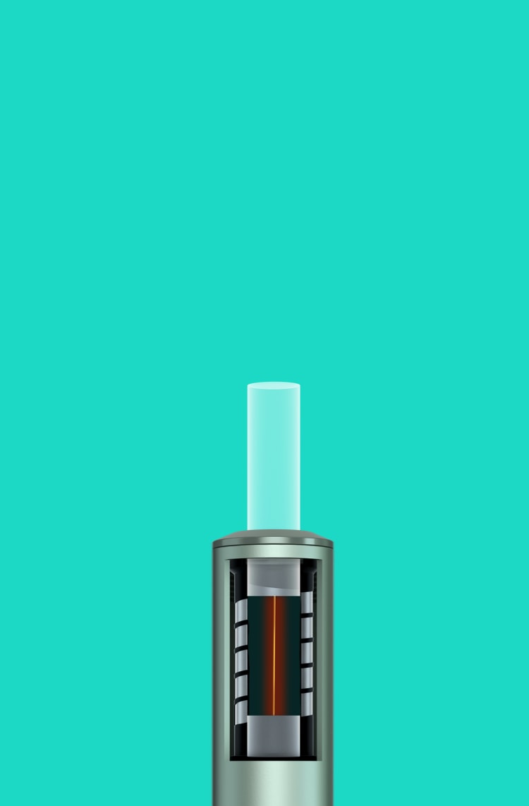 A Jade Green IQOS ILUMA PRIME with a TEREA stick inserted. A Jade Green IQOS ILUMA PRIME with a TEREA stick inserted.