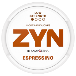 ZYN ESPRESSINO Mini - white and brown nicotine pouch can ZYN ESPRESSINO Mini - white and brown nicotine pouch can