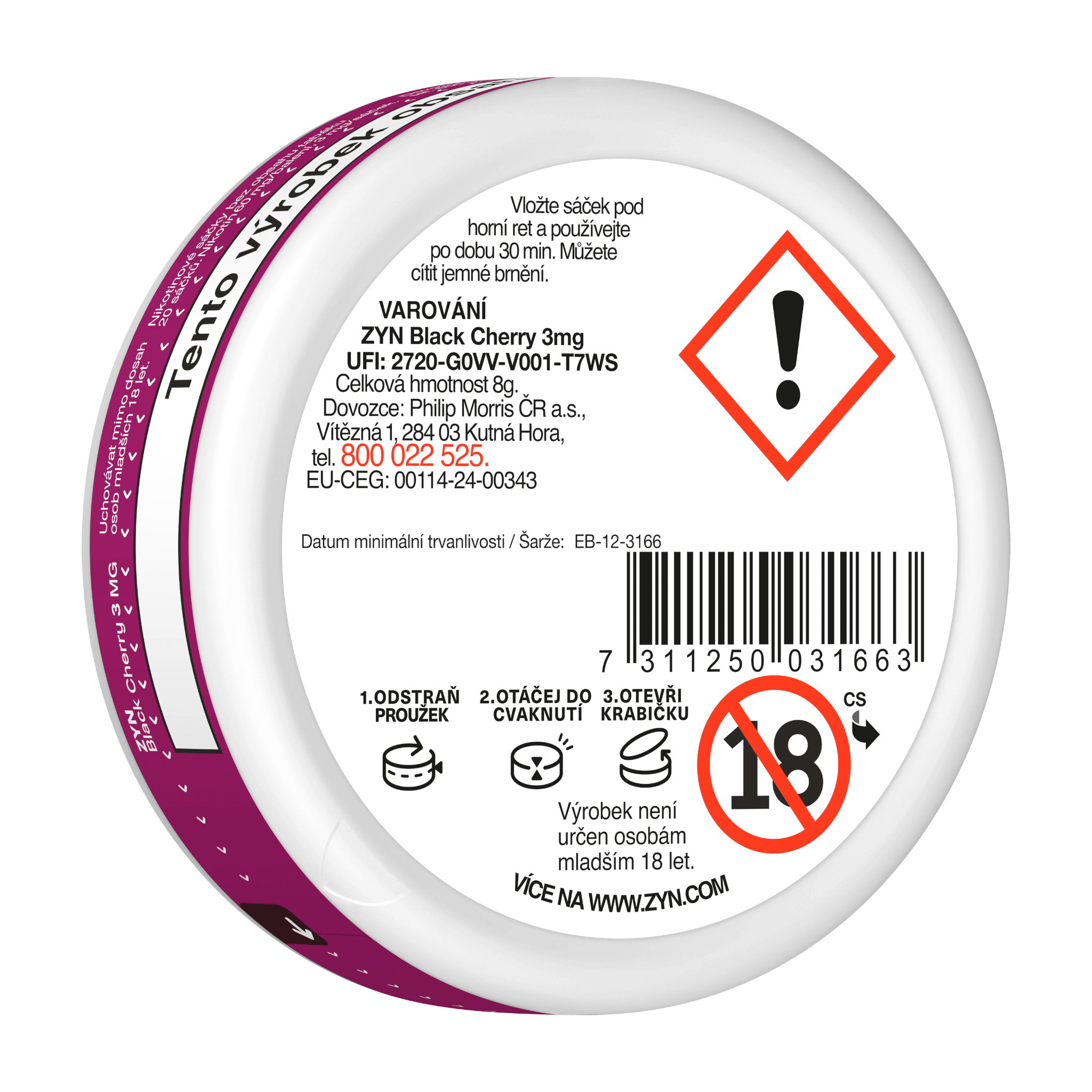 ZYN BLACK CHERRY 3 MG (krabička) (Zyn Black Cherry)