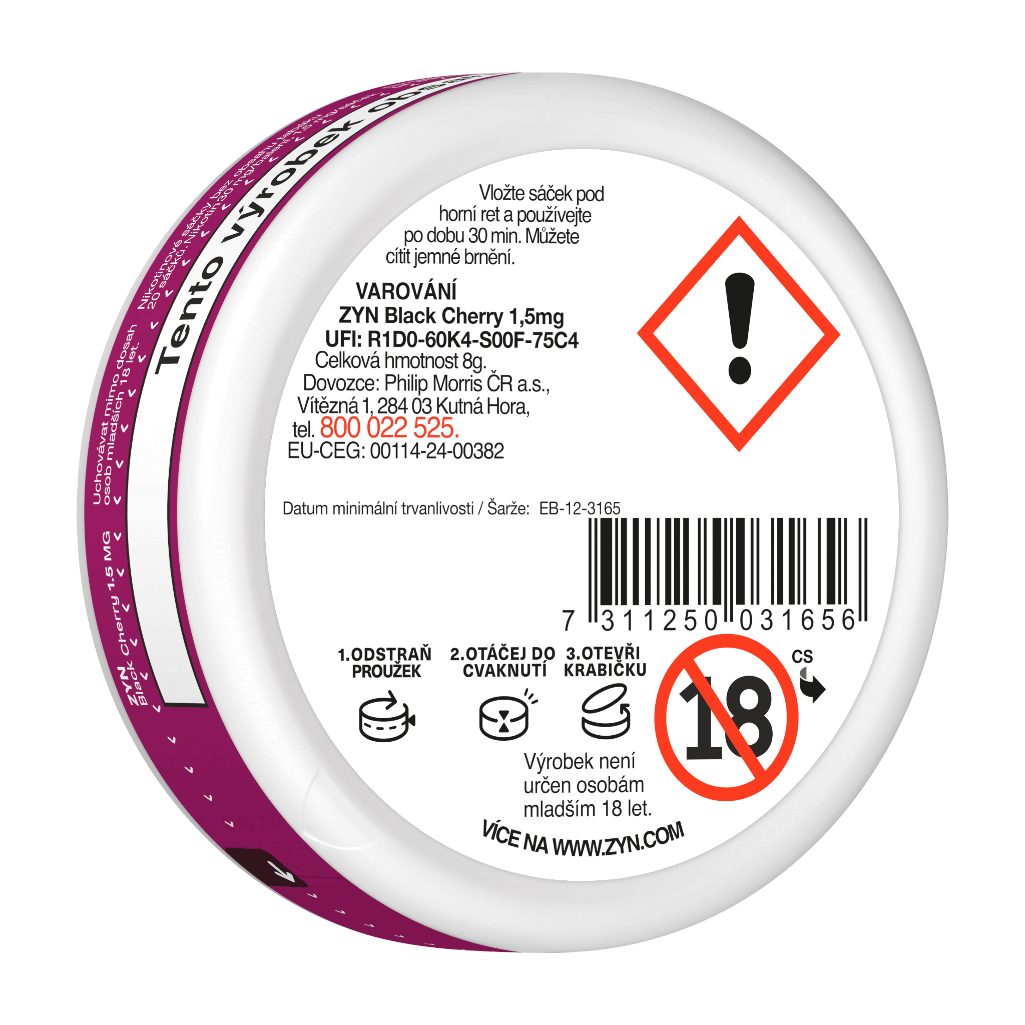 ZYN BLACK CHERRY 1,5 MG (krabička) (Zyn Black Cherry)