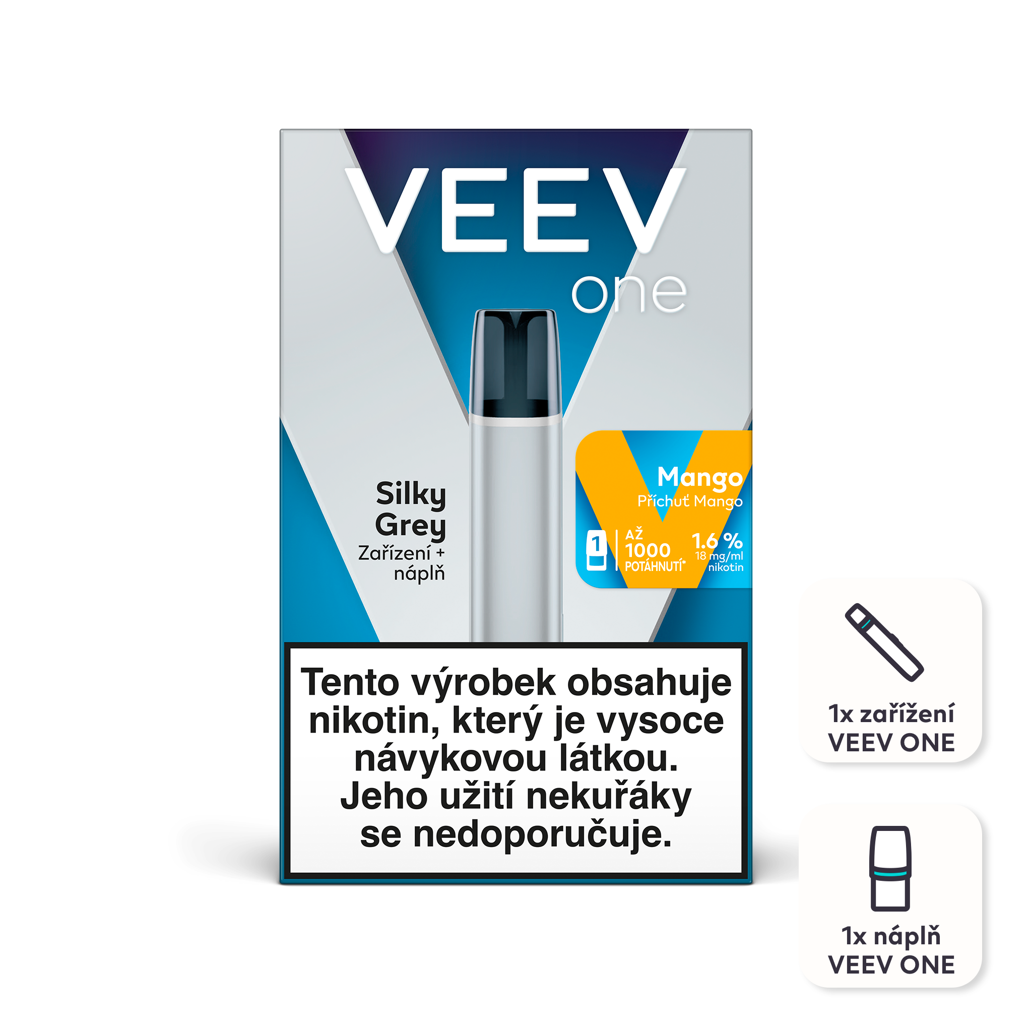 VEEV One e-cigareta Silky Grey + 1 náplň Mango 1.6% 