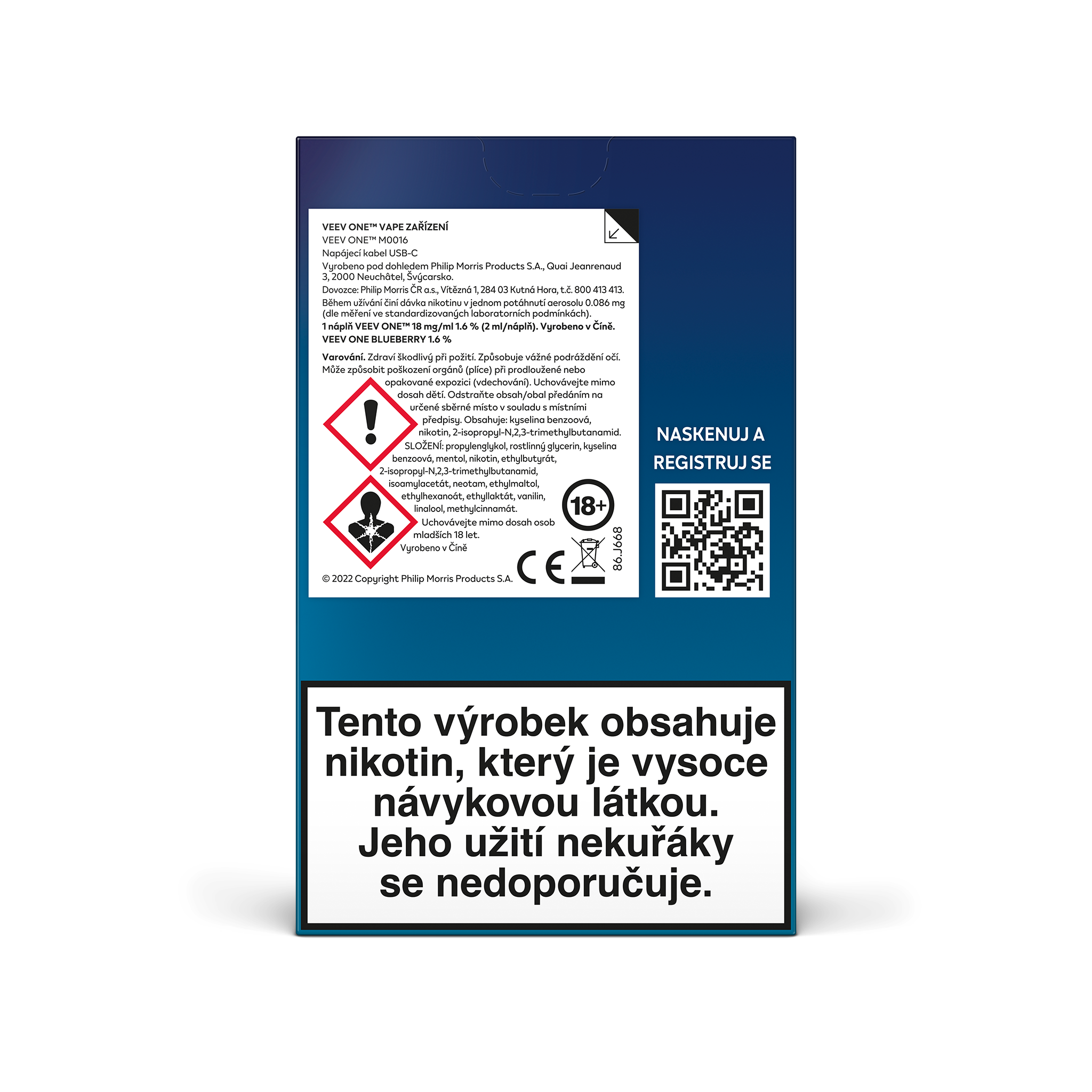 VEEV One e-cigareta Velvet Black + 1 náplň Blueberry 1.6% 