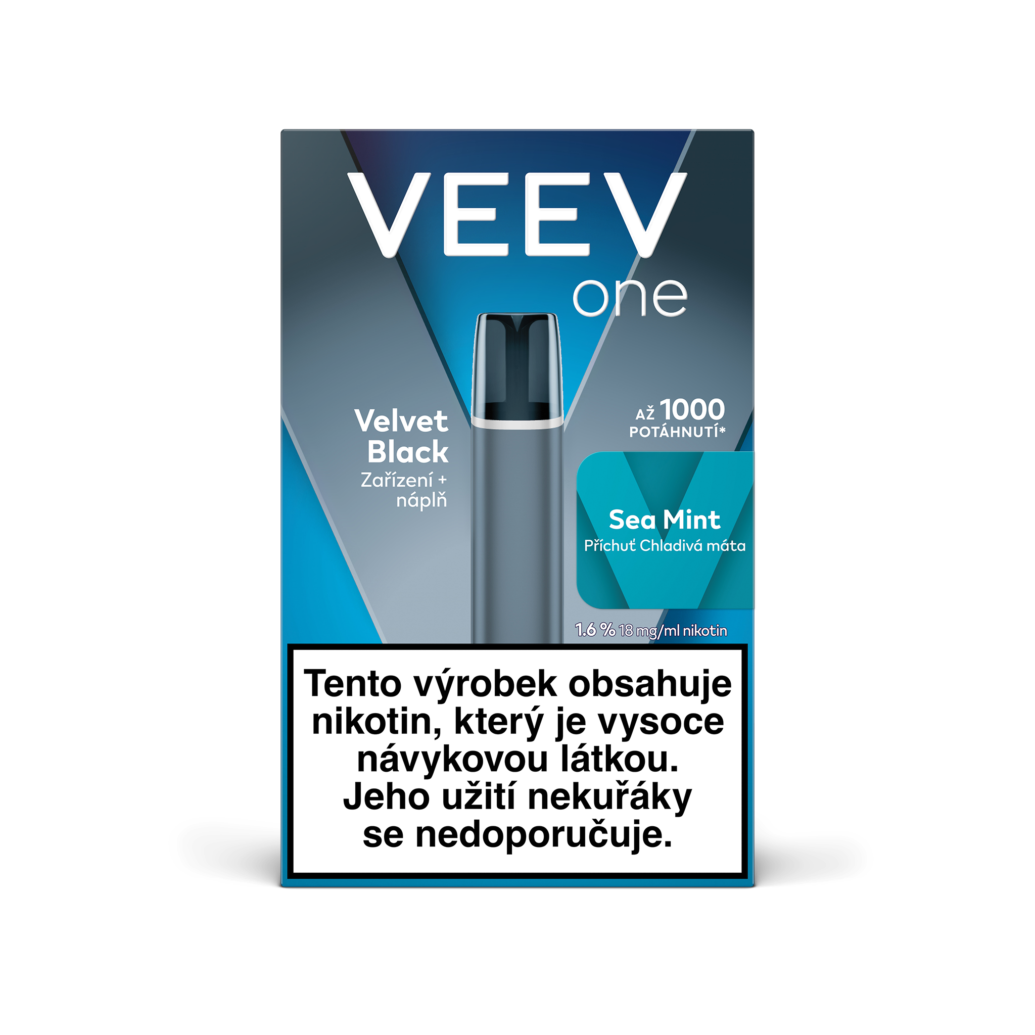 Zařízení VEEV One Velvet Black + 1 náplň Sea Mint 1.6%