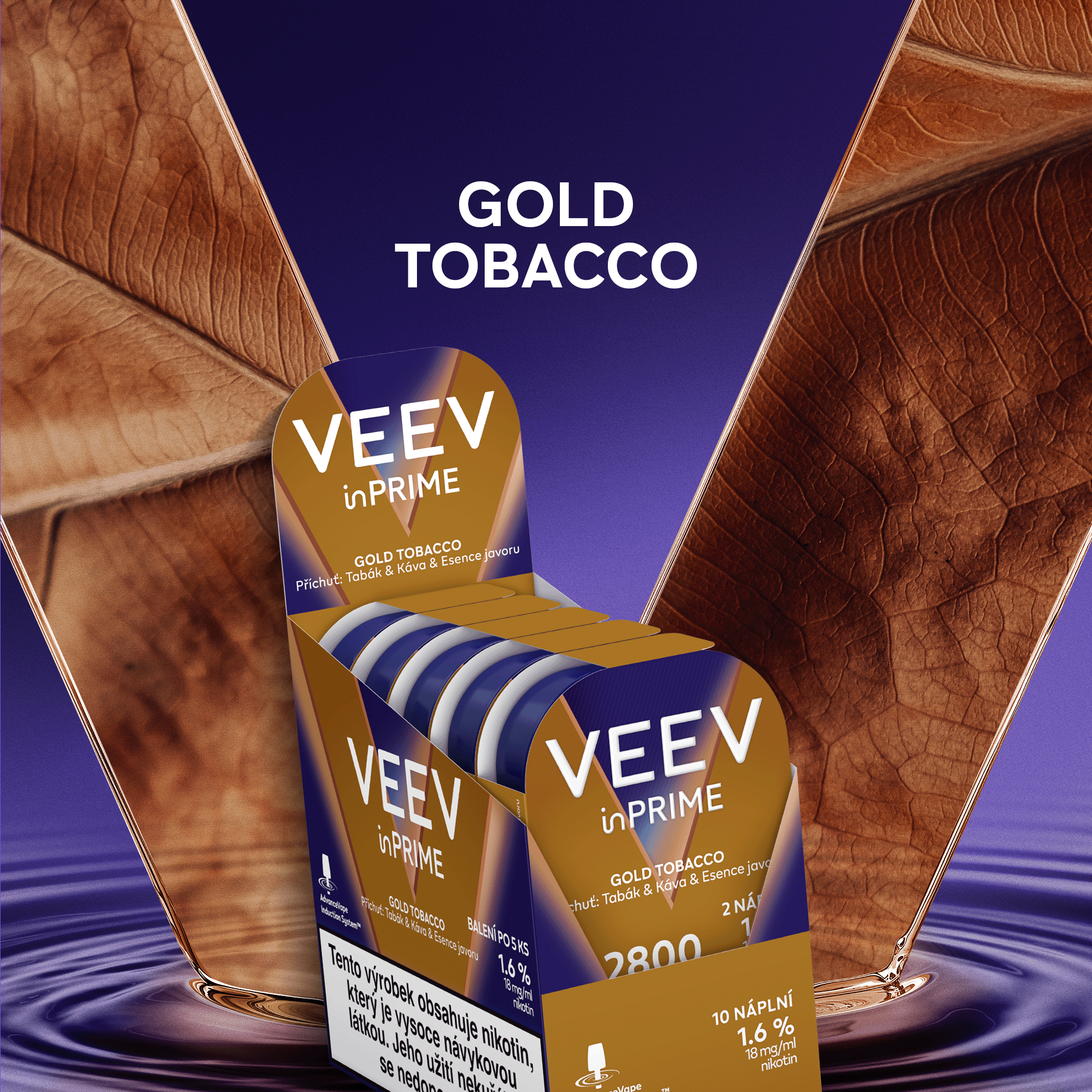 VEEV INPRIME NÁPLNĚ GOLD TOBACCO (karton) (Gold Tobacco)