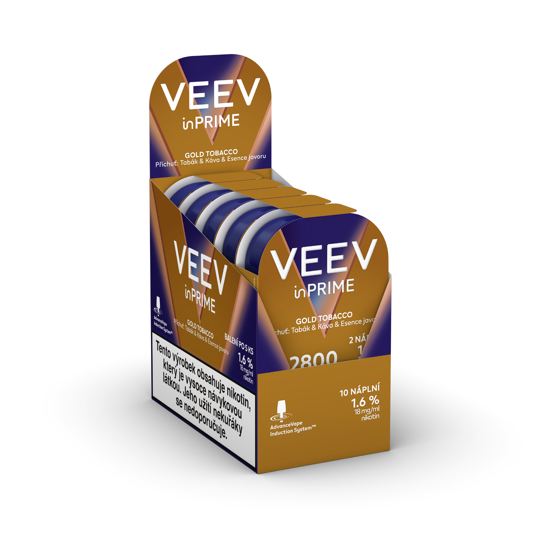 VEEV INPRIME NÁPLNĚ GOLD TOBACCO (karton) (Classic Tobacco)