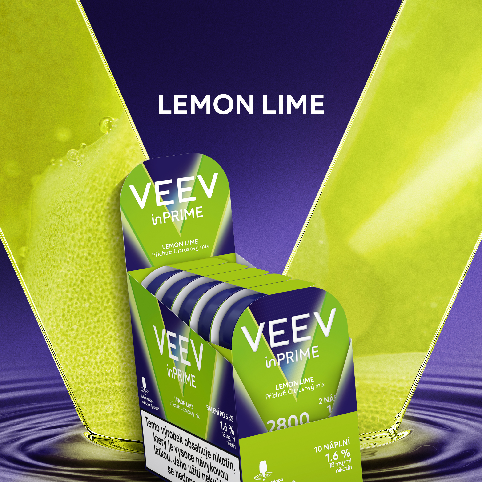 VEEV INPRIME NÁPLNĚ LEMON LIME (karton) (Yellow Green)