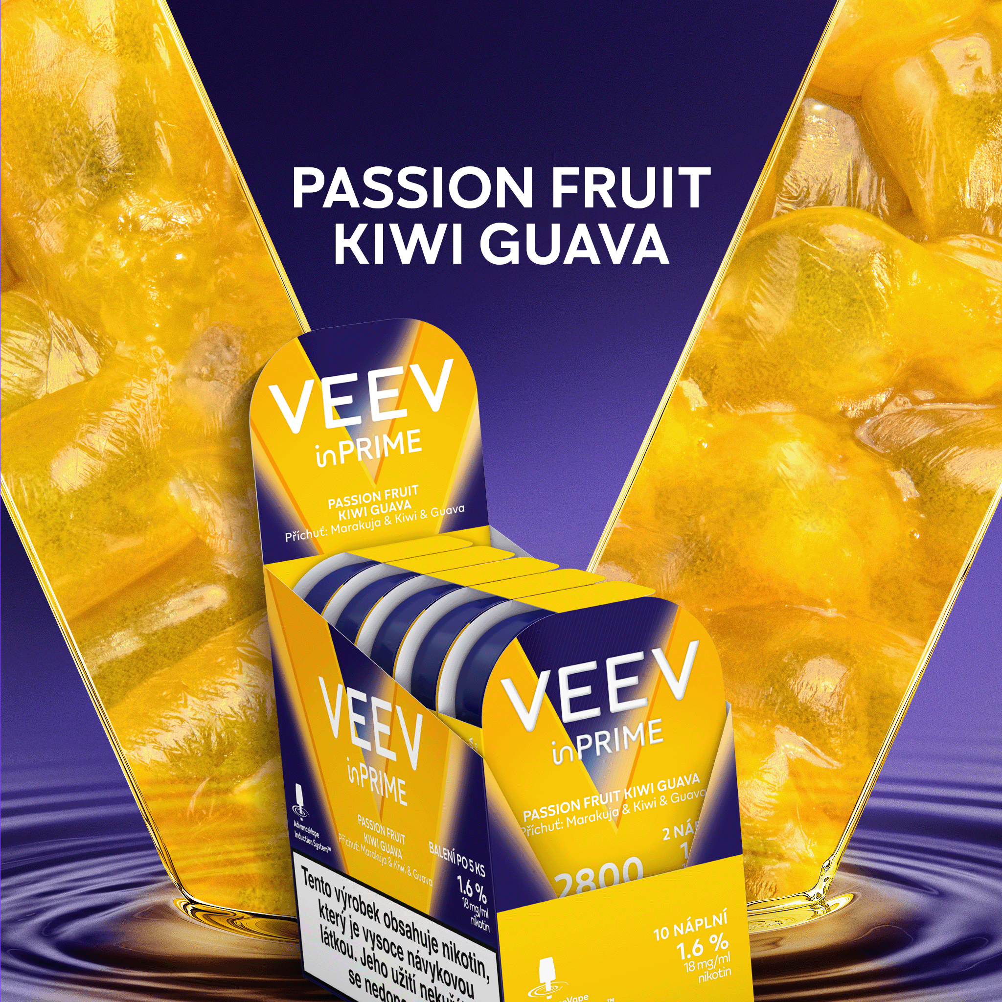 VEEV INPRIME NÁPLNĚ PASSION FRUIT - KIWI - GUAVA (karton) (Passion Fruit Kiwi Guava)