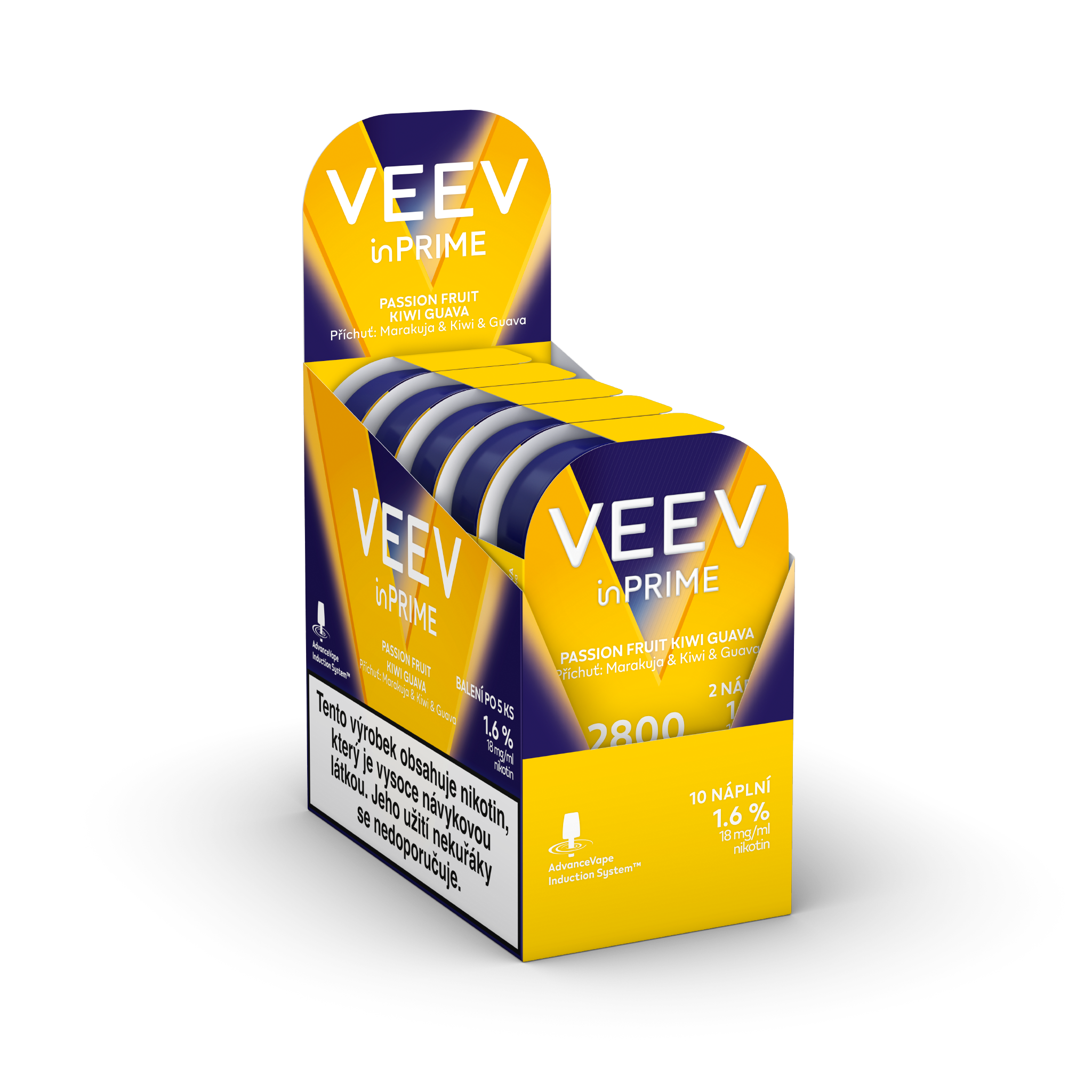 VEEV INPRIME NÁPLNĚ PASSION FRUIT - KIWI - GUAVA (karton) (Passion Fruit Kiwi Guava)
