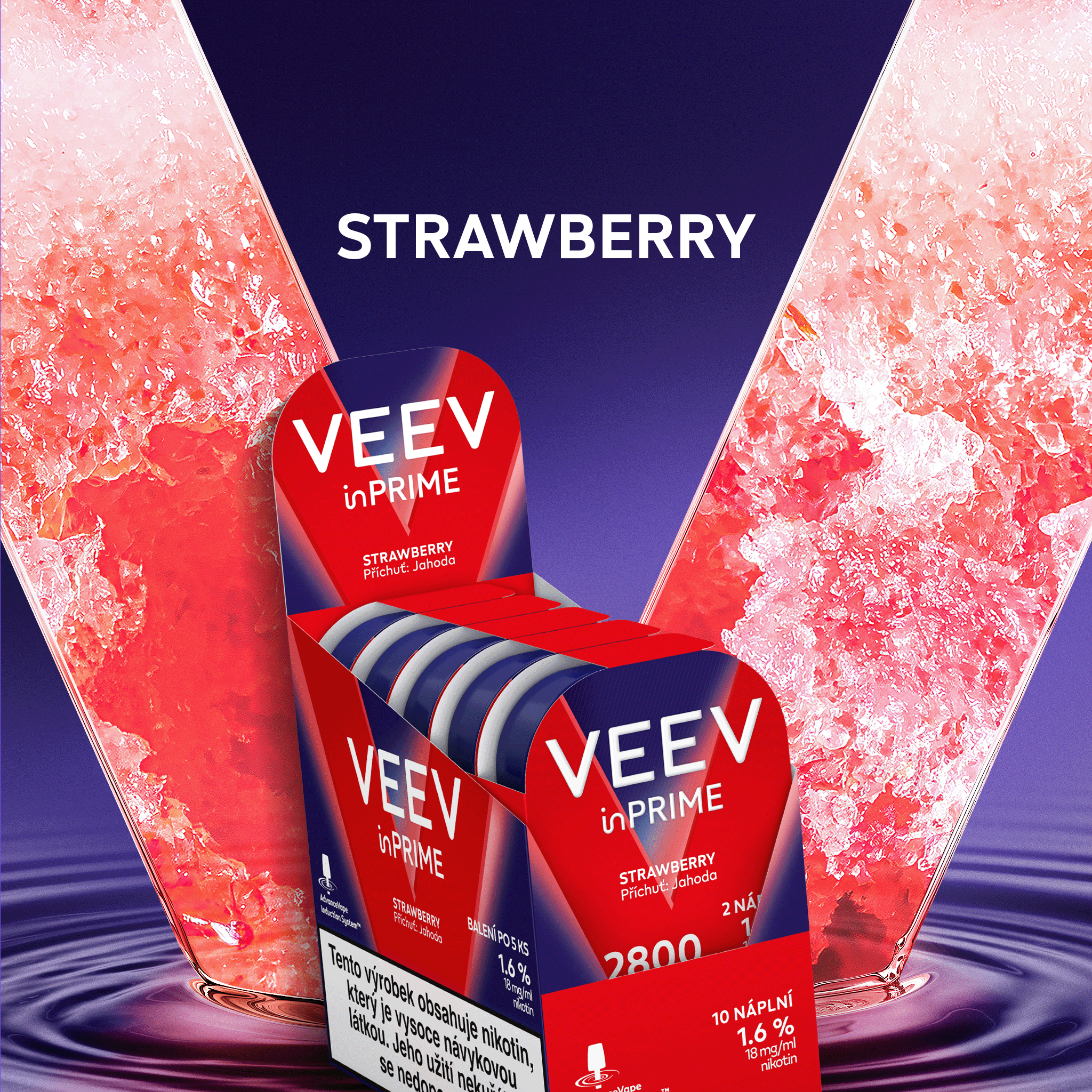 VEEV INPRIME NÁPLNĚ STRAWBERRY (karton) (Strawberry)
