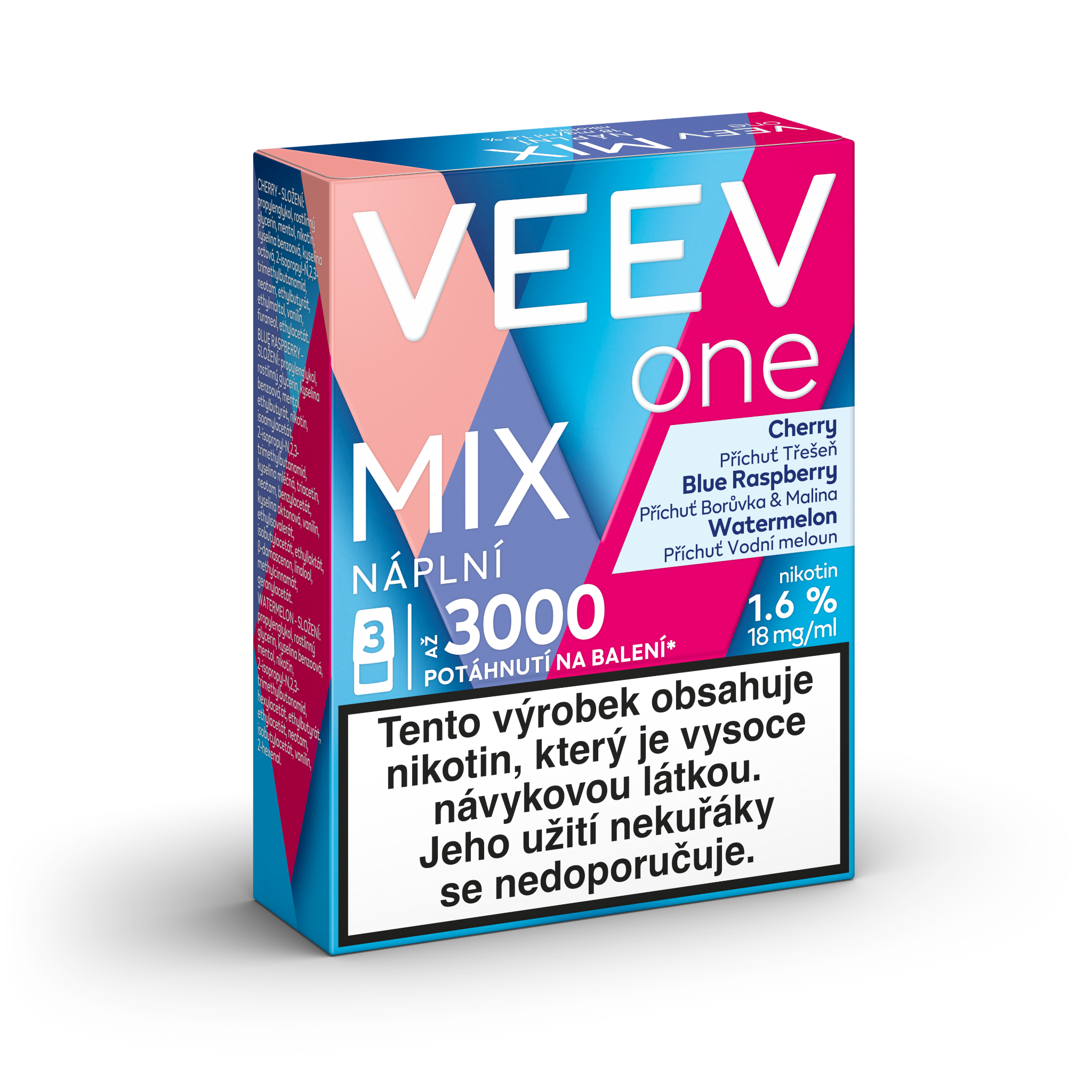VEEV ONE NÁPLNĚ CHERRY WATERMELON BLUE RASPBERRY (krabička) (RED - CORAL PINK - MARIGOLD)