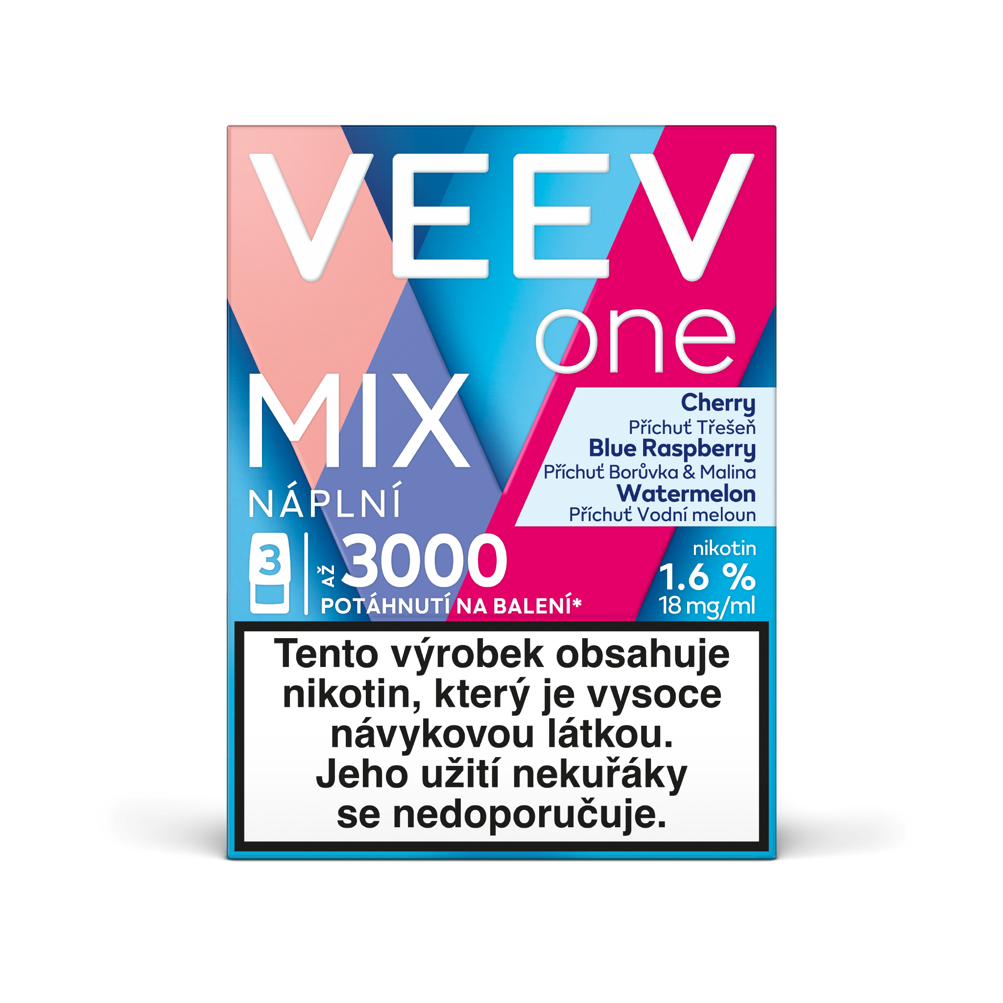 VEEV ONE NÁPLNĚ CHERRY WATERMELON BLUE RASPBERRY (krabička) (RED - CORAL PINK - MARIGOLD)
