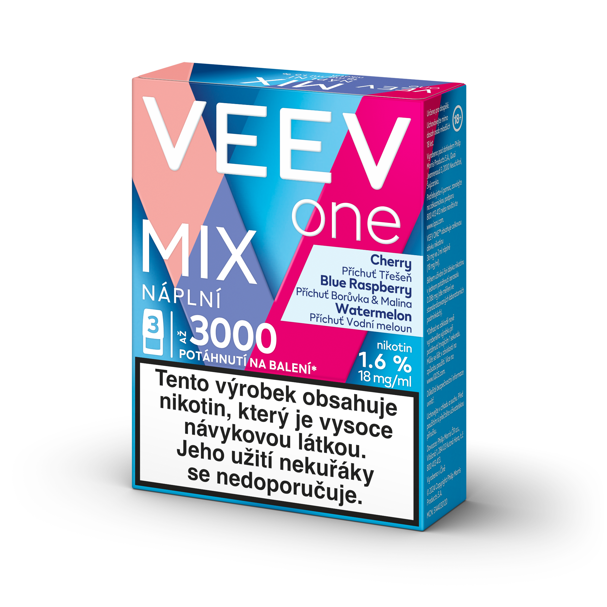 VEEV ONE NÁPLNĚ CHERRY WATERMELON BLUE RASPBERRY (krabička) (RED - CORAL PINK - MARIGOLD)