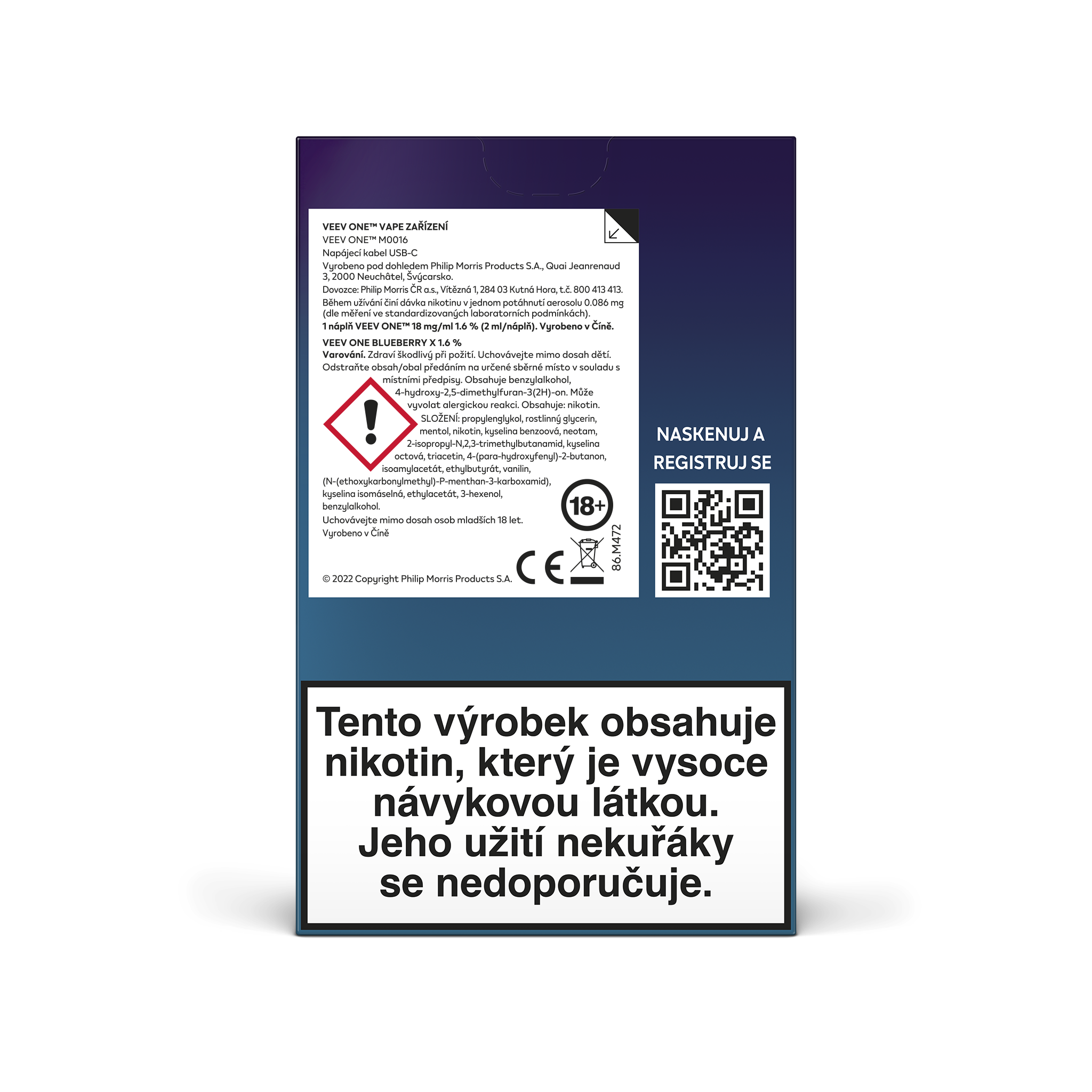 VEEV One e-cigareta Velvet Black + 1 náplň Blueberry X 1.6% 