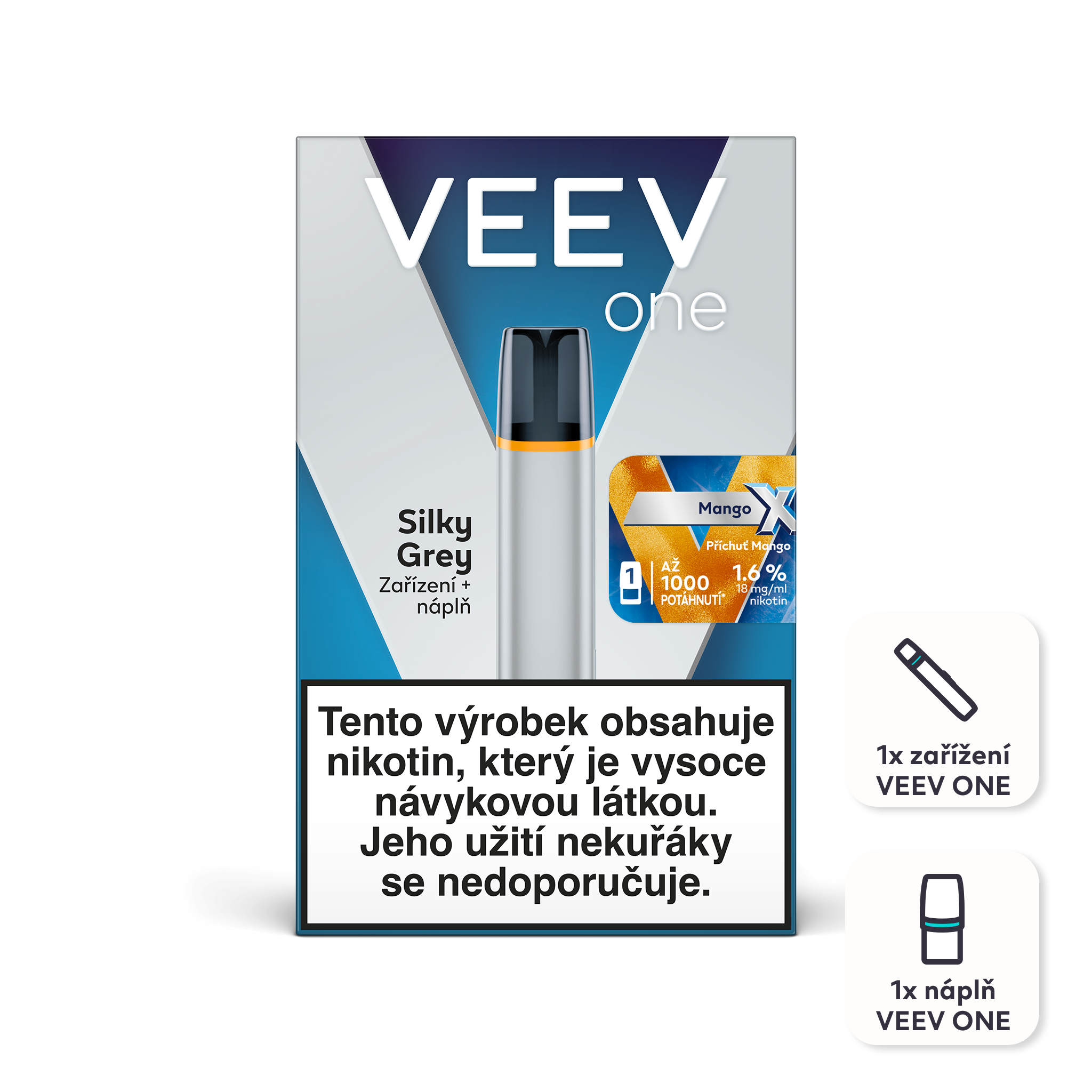 VEEV One e-cigareta Silky Grey + 1 náplň Mango X 1.6% 