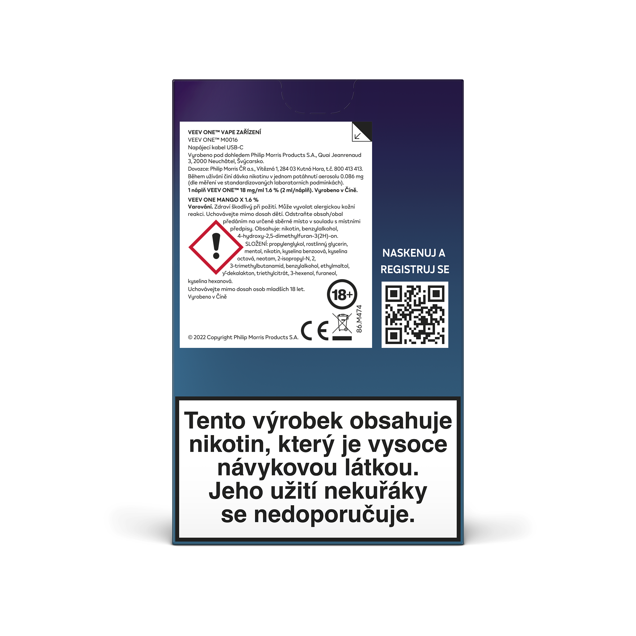 VEEV One e-cigareta Silky Grey + 1 náplň Mango X 1.6% 