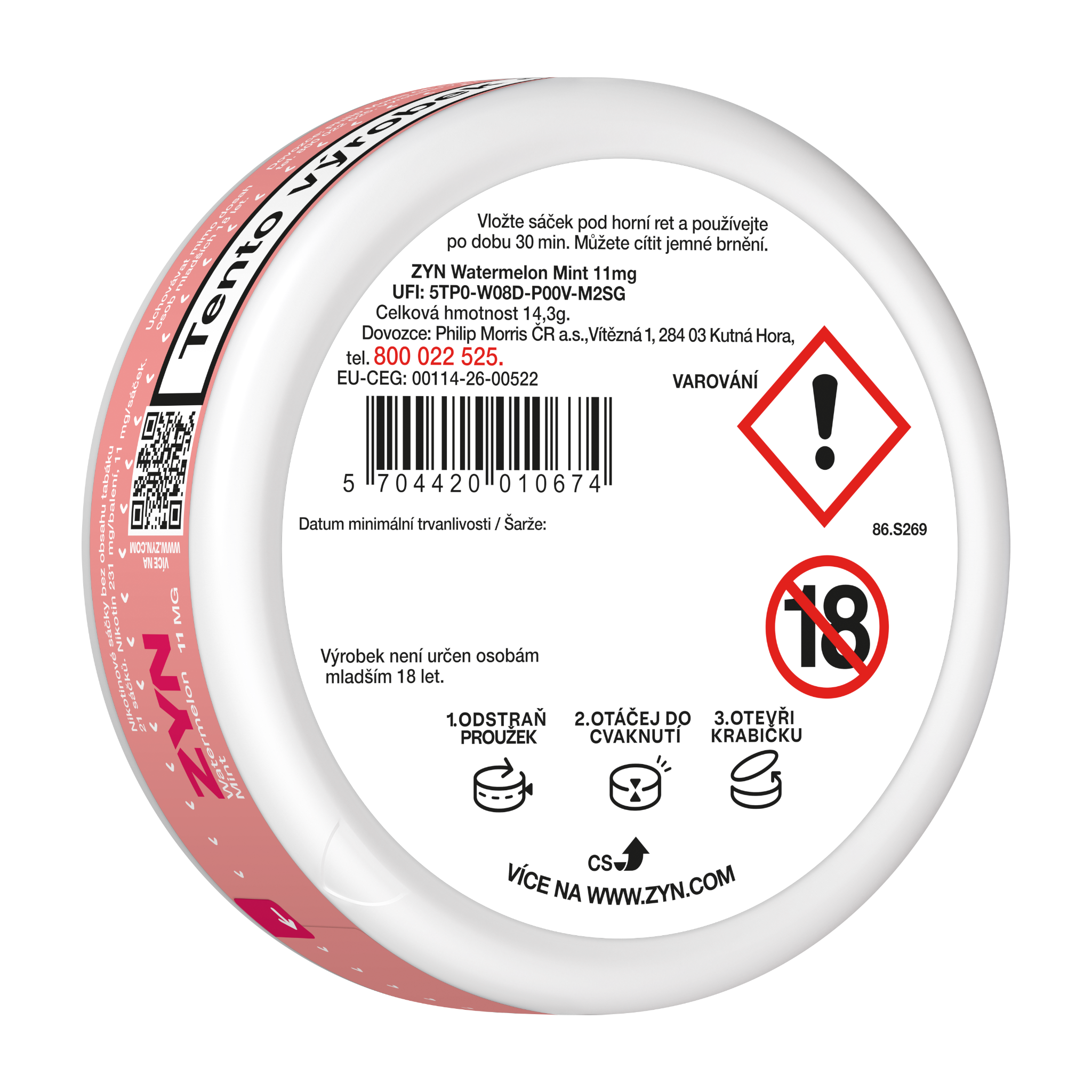 ZYN WATERMELON MINT 11 MG (krabička) (ISLAND CASCADE)