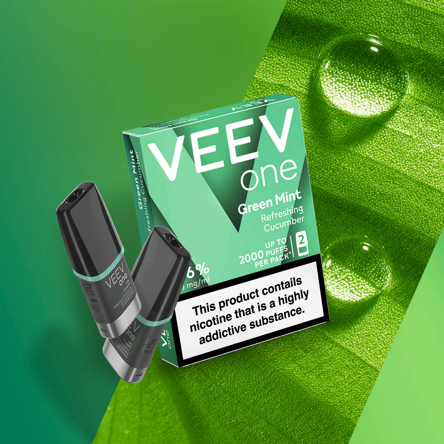 VEEV One Green Mint 1.6% 2 pods pack (Green Mint)
