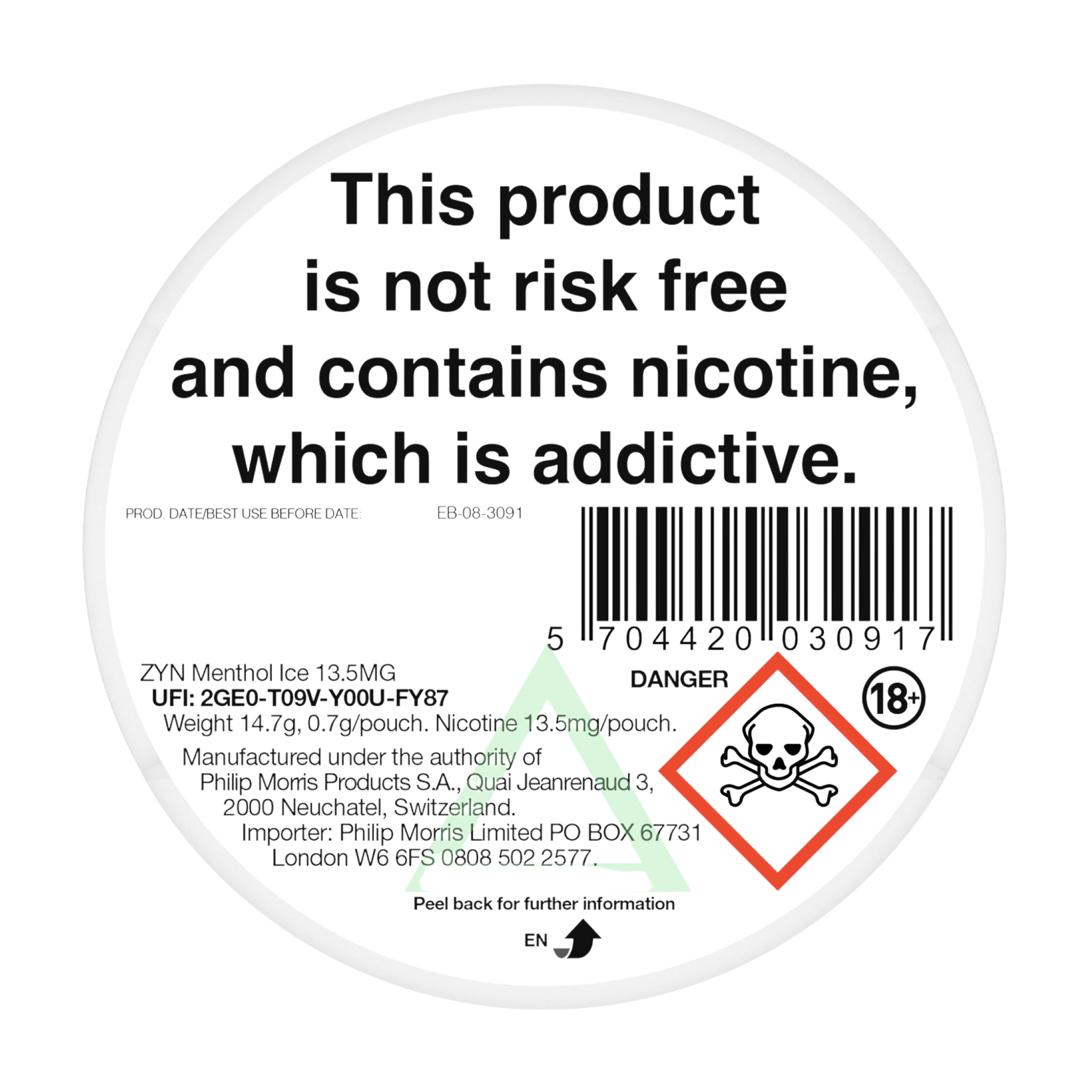 ZYN Menthol Ice 13.5mg (Icy Mint)