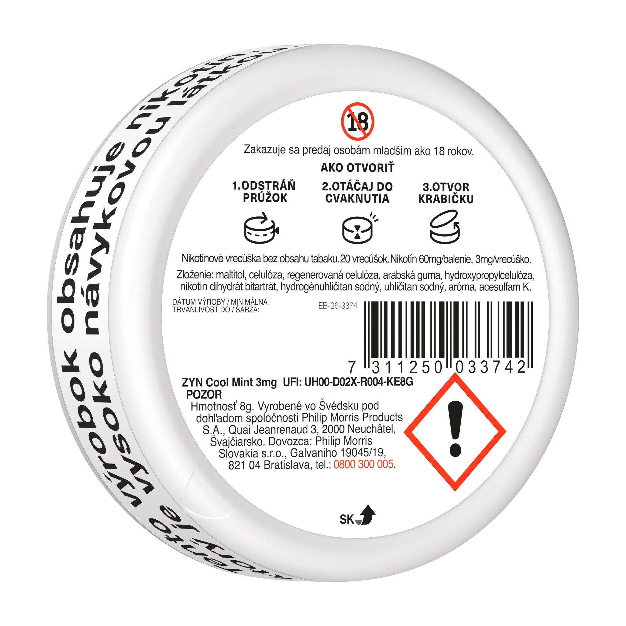 ZYN COOL MINT 3 MG (KARTÓN) (COOL MINT)