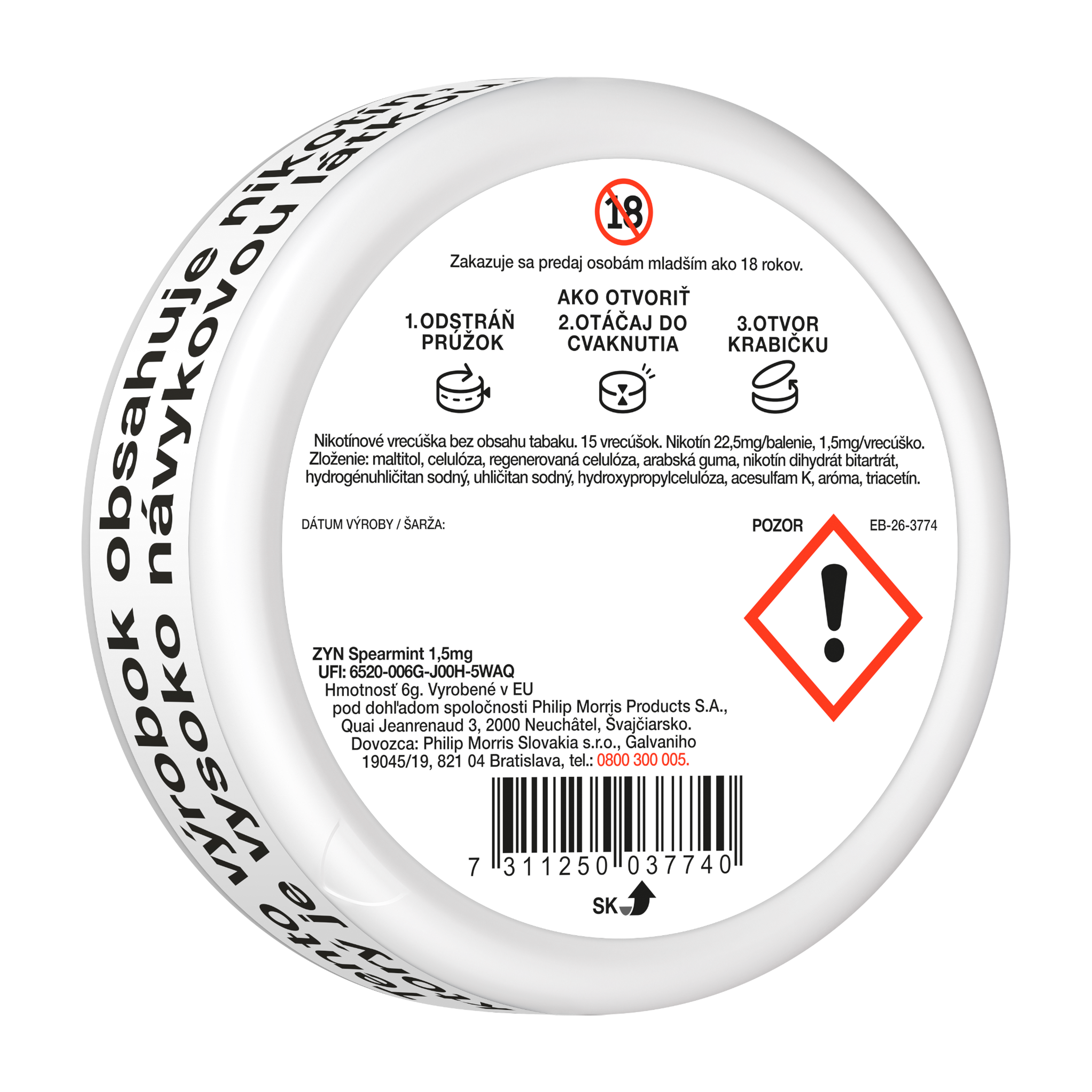 ZYN SPEARMINT 1.5 MG (KARTÓN) (SPEARMINT)