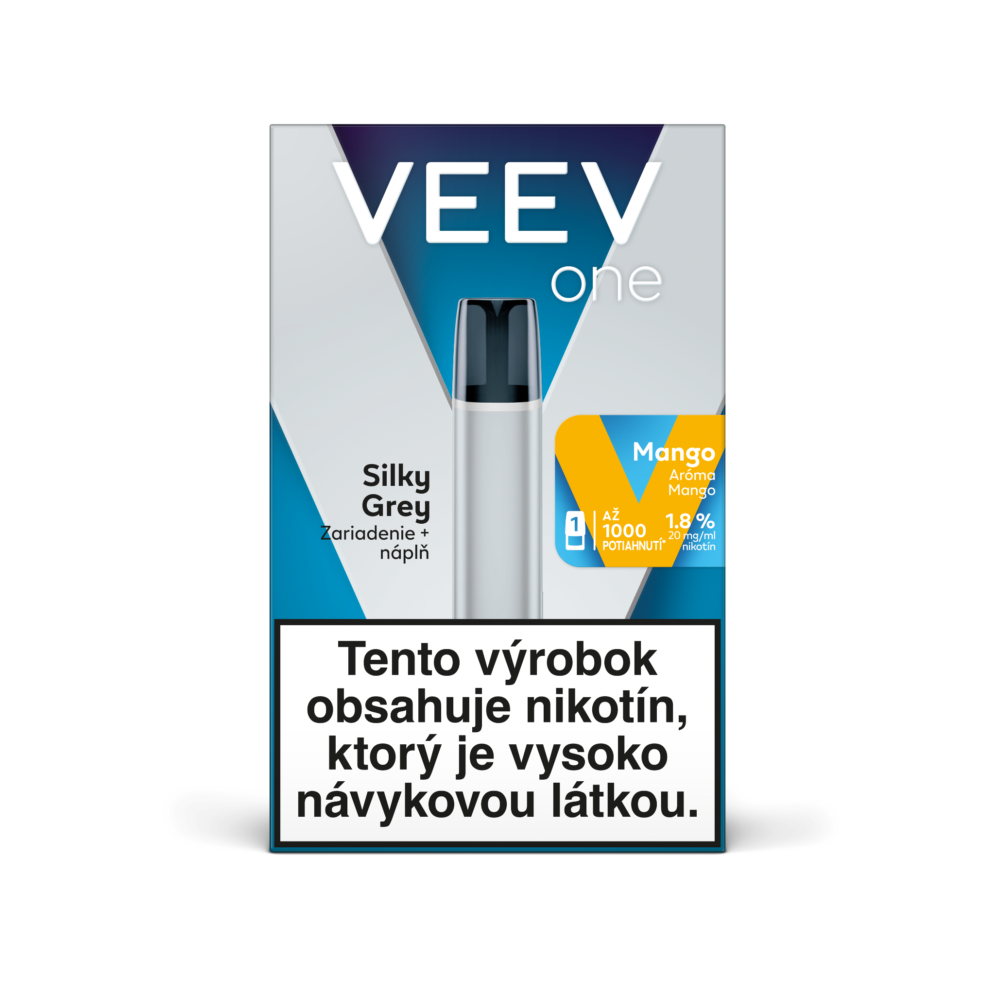 E-cigareta VEEV ONE Silky Grey + 1 náplň Mango 1.8%