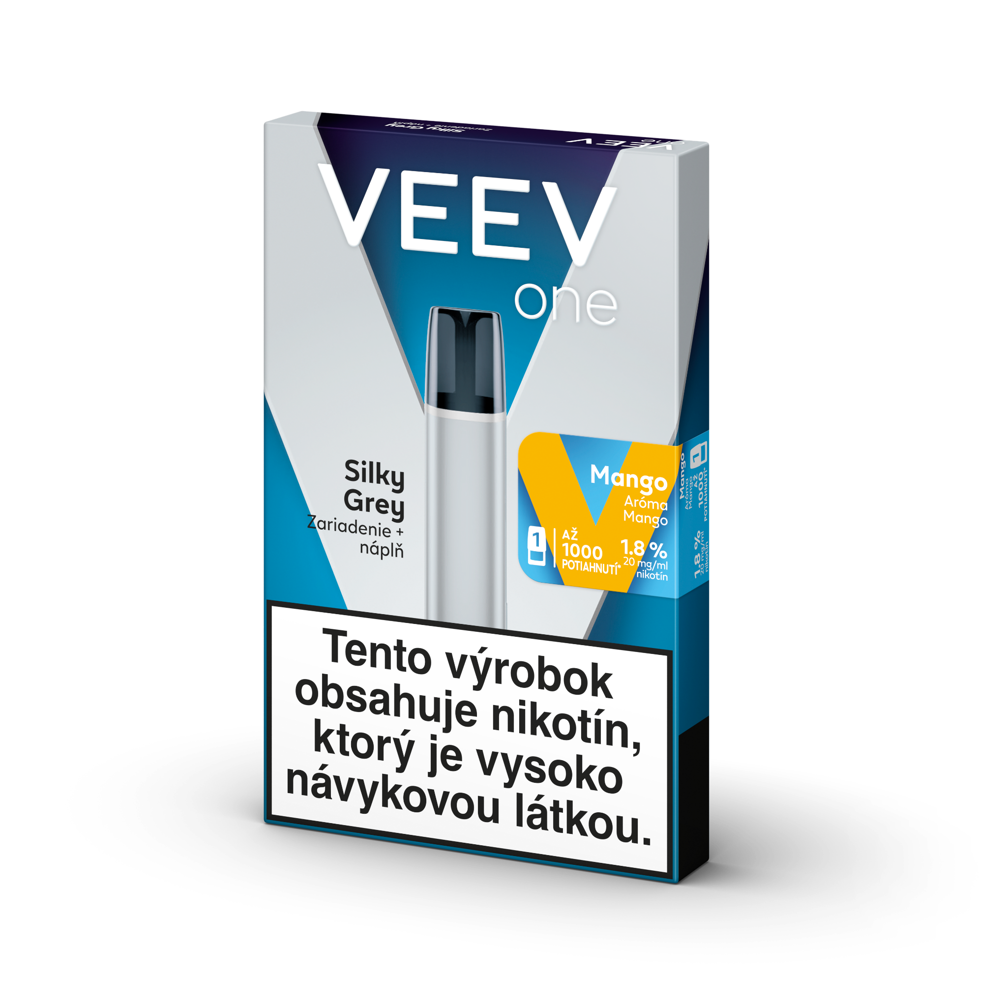E-cigareta VEEV ONE Silky Grey + 1 náplň Mango 1.8%